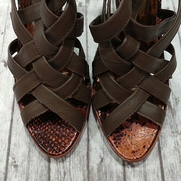 NWOT Cathy Jean Faux Snakeskin Open Toe He… - Picture 2 of 8